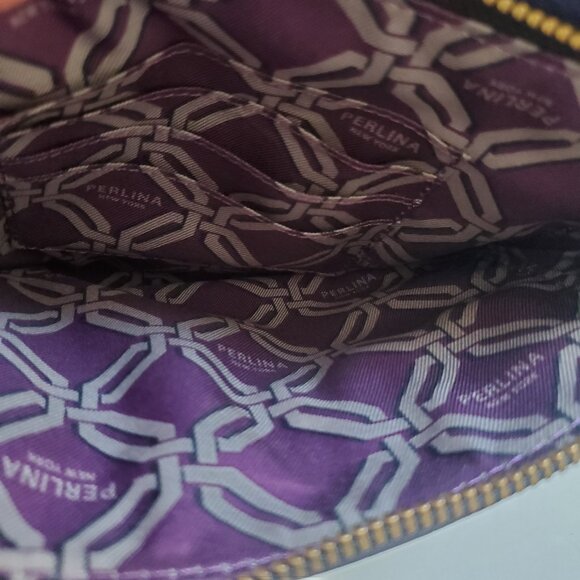 PERLI NEW YORK Purple Leather Crossbody Bag Pebbled GREAT CONDITION LIKE NEW - Picture 10 of 13